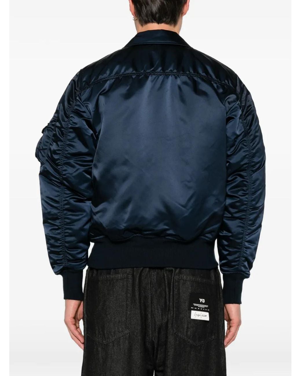 Alpha Industries Blue Logo-Patch Zip-Up Bomber Jacket for men