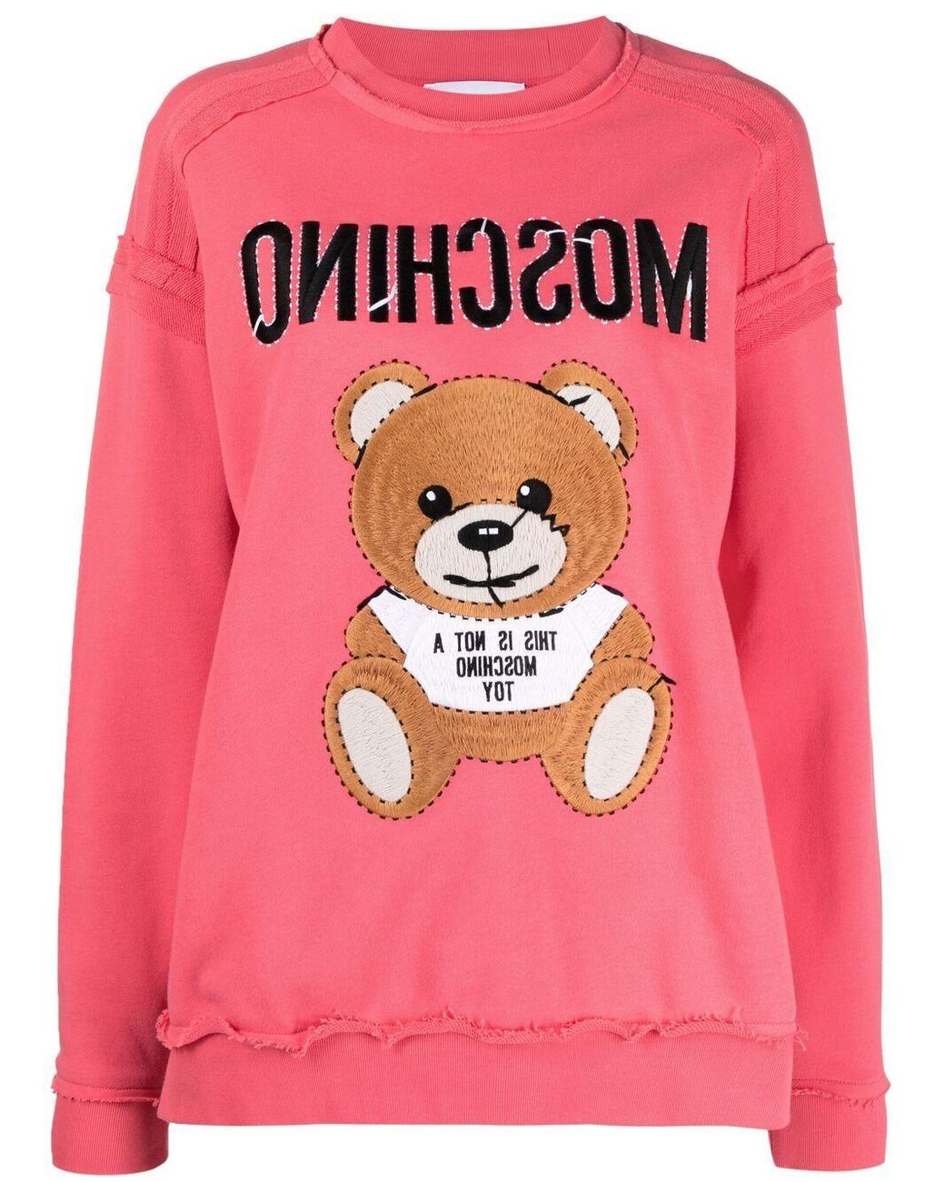Moschino Cotton Teddy Bear Embroidered Sweatshirt in Pink - Lyst