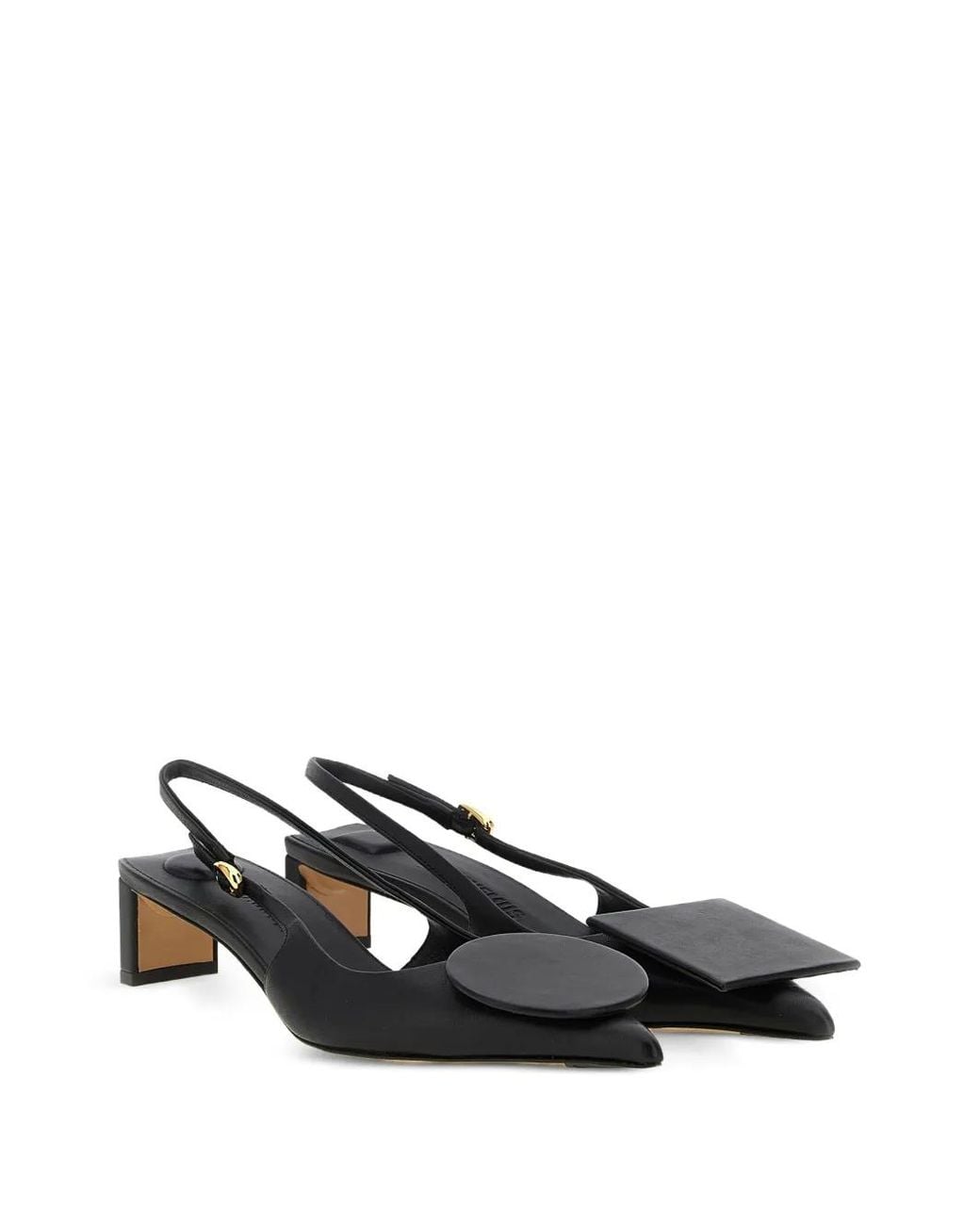 Jacquemus Black Pointed Toe Leather Slingback Pumps