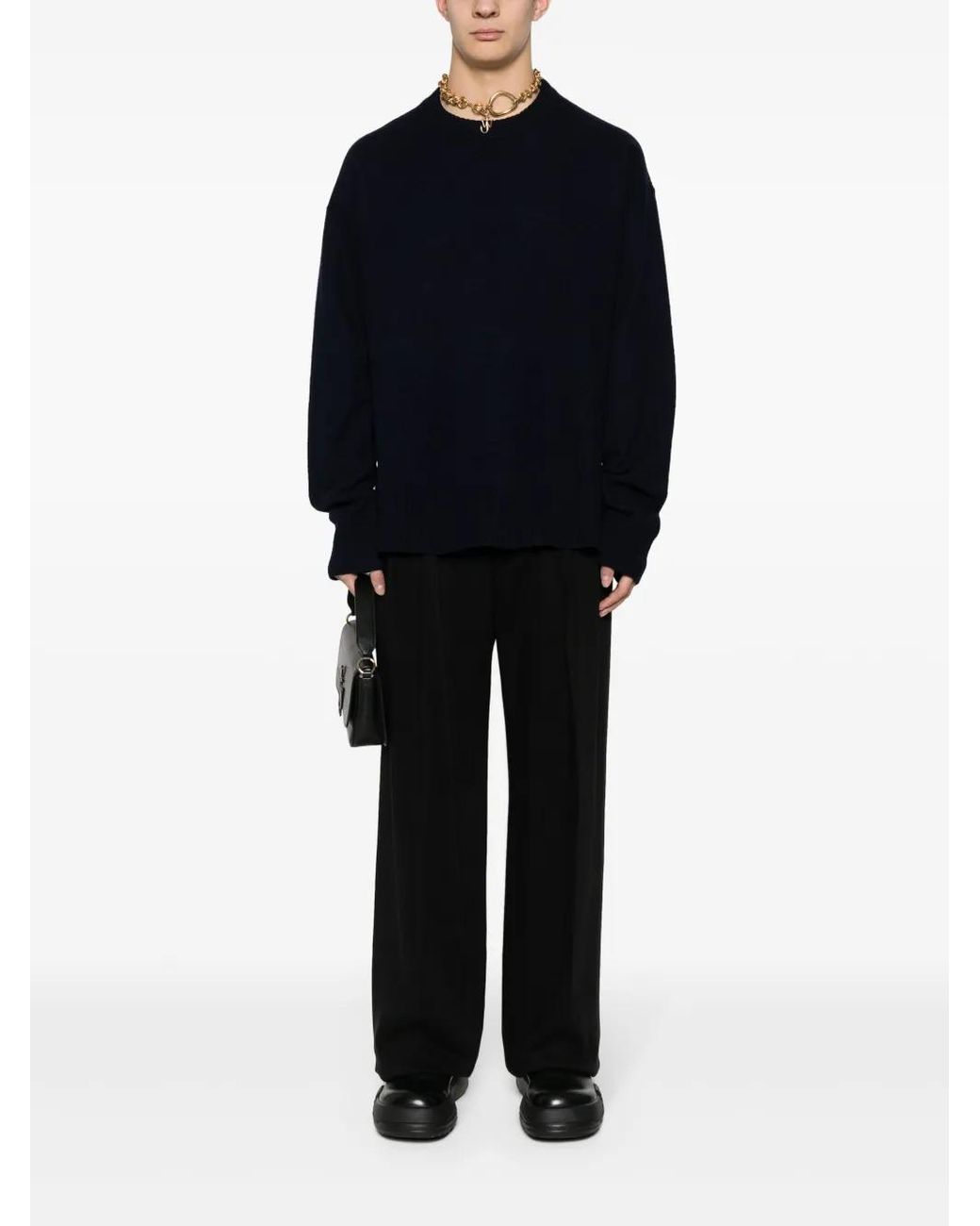 Jil Sander Blue Side-Slits Wool Jumper for men