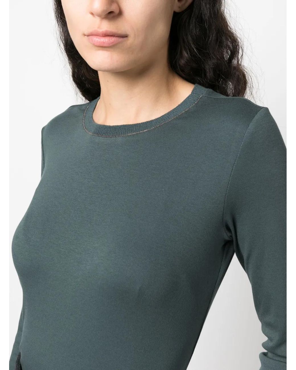 Fabiana Filippi Green Bead-Detailing Fine-Knit Jumper