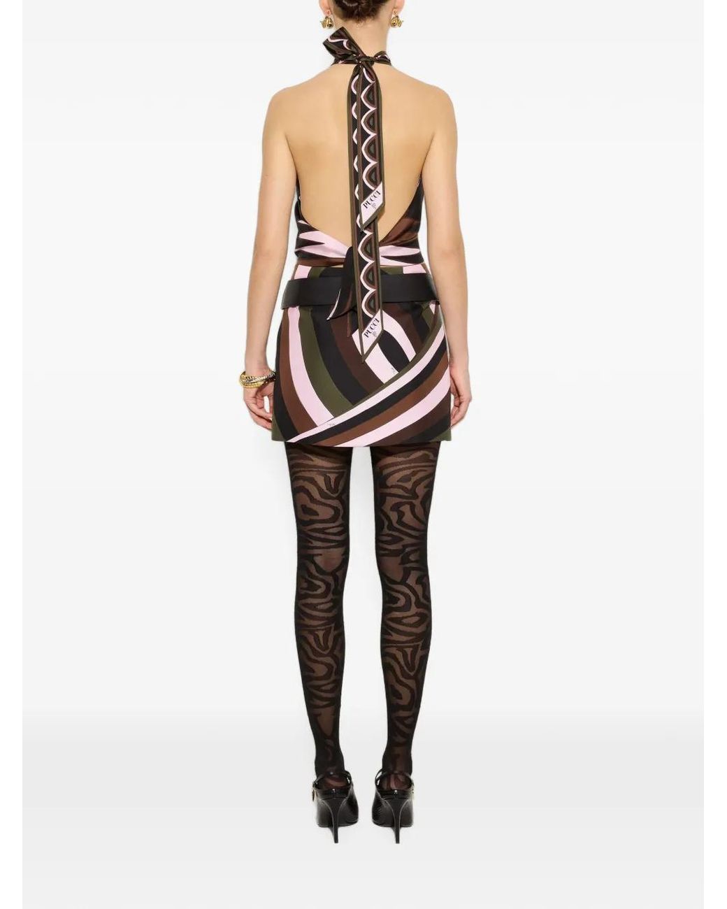 Emilio Pucci White Valdimontone Print Halter Top