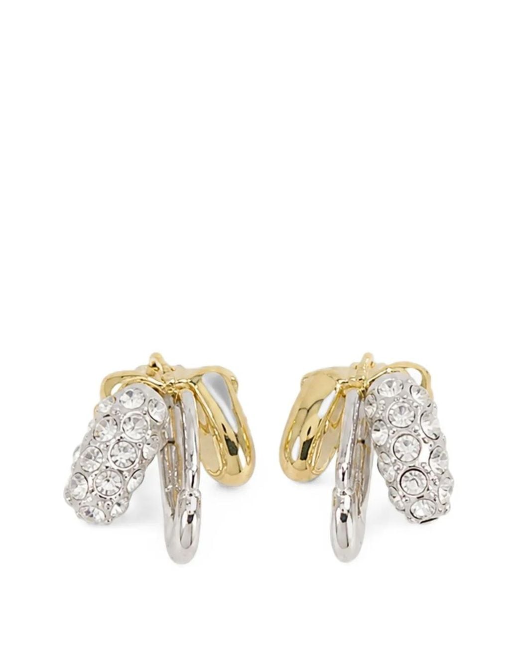 Simone Rocha White Rhinestone-Embellished Stacked Earrings
