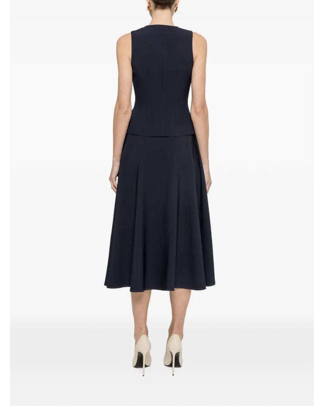 Nissa Blue Single-Breasted Tailored Vest