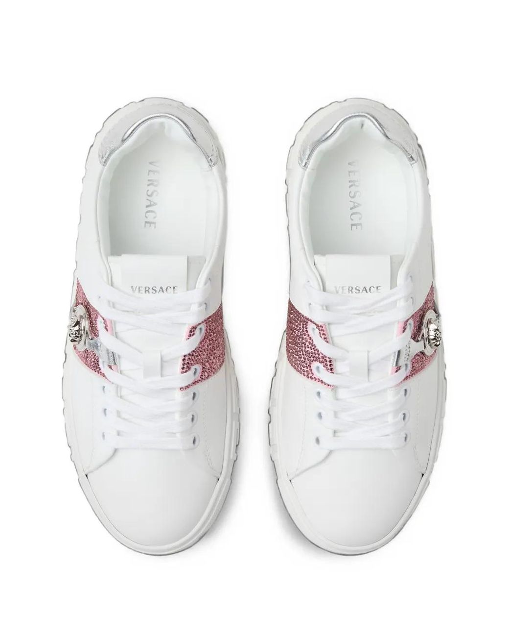 Versace White Greca Embellished Sneakers
