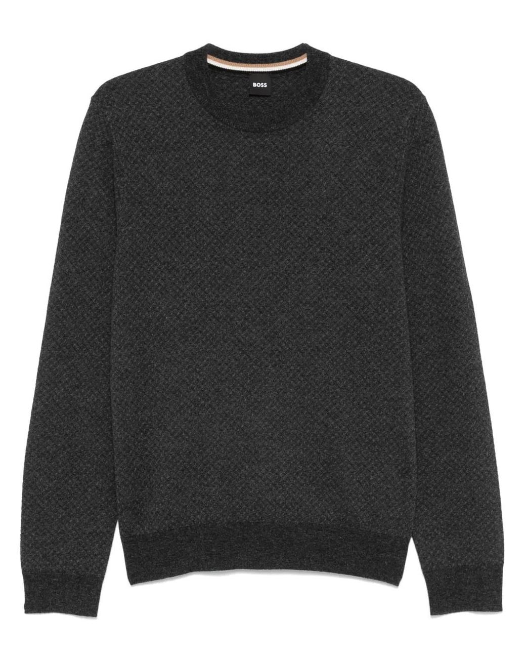 Boss Black Patterned-Jacquard Sweater for men