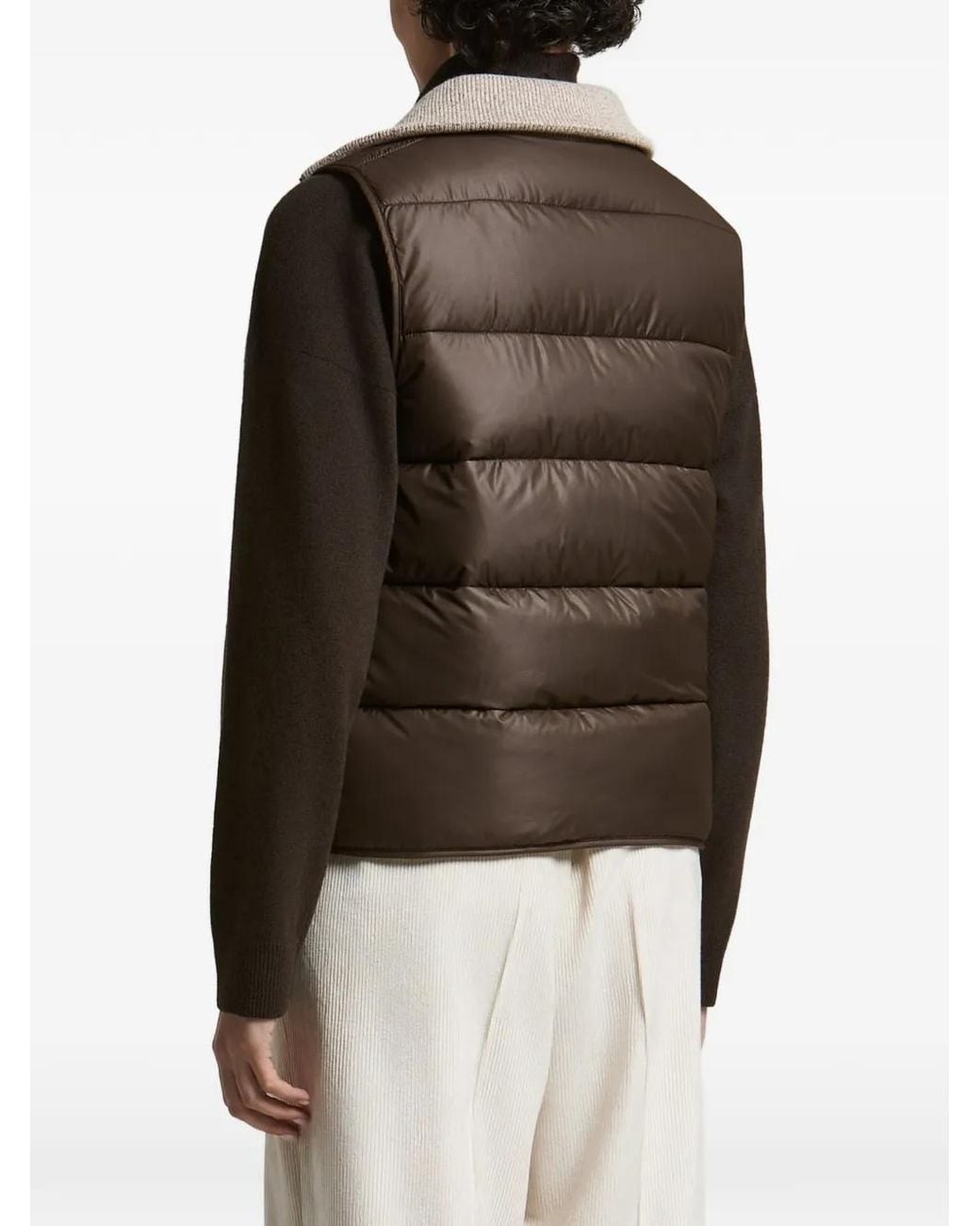 Peserico Brown Gilet Matelassé À Design Réversible