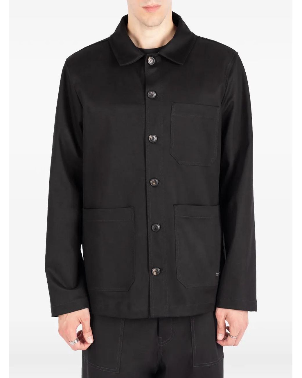 Societe Anonyme Black Patch-Pocket Shirt Jacket for men