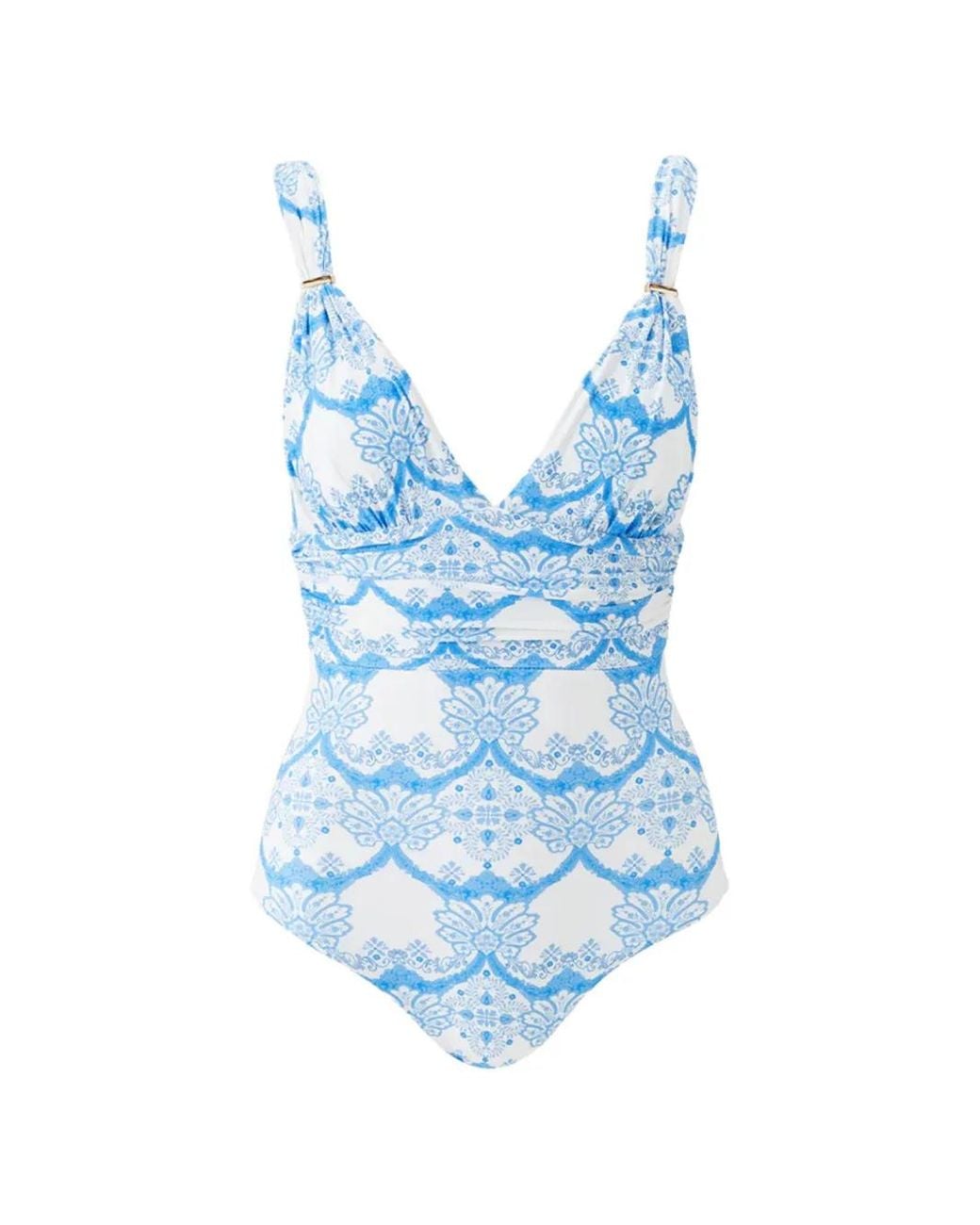 Melissa Odabash Blue Panarea Floral-Print Swimsuit