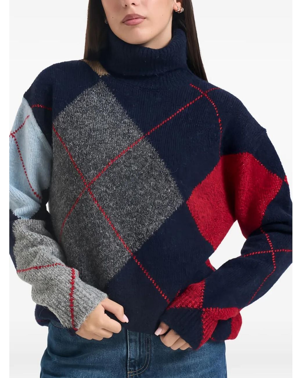 Semicouture Black Argyle-Pattern Sweater