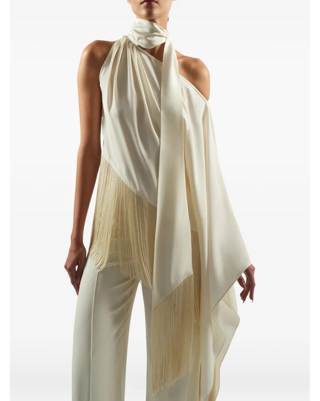 Taller Marmo White Blouse Atlas À Franges