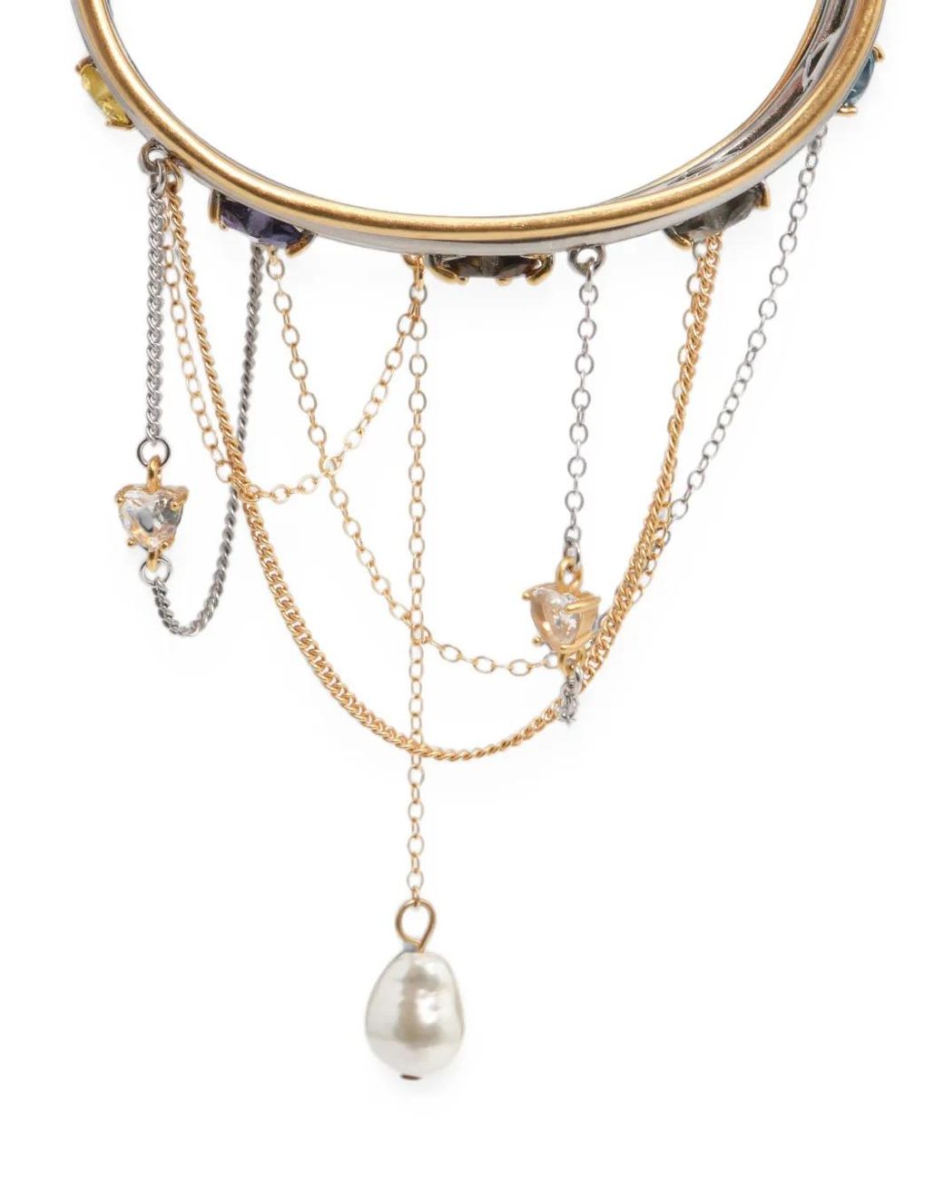 Bimba Y Lola Metallic Crystal-Heart Bracelet With Two-Tone Chains