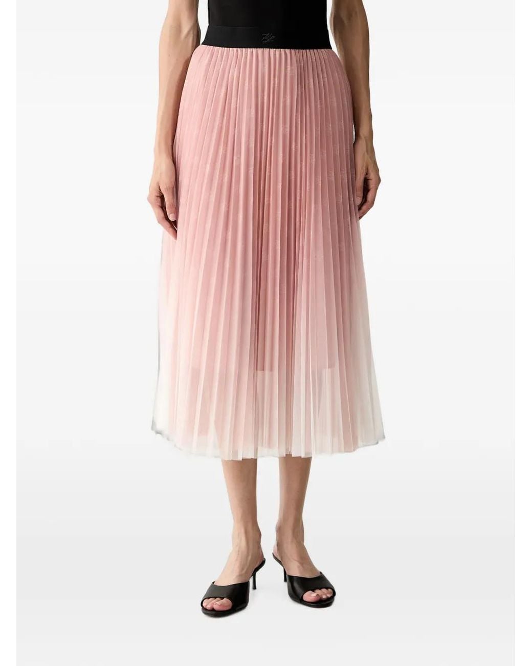 Karl Lagerfeld Pink Jupe À Design Plissé