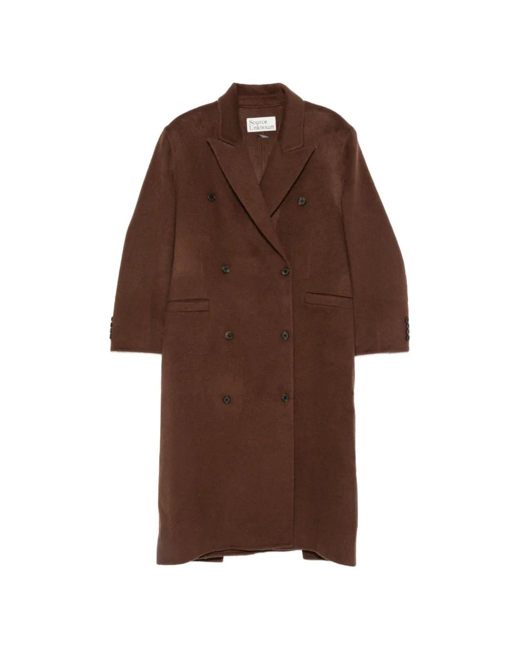 Source Unknown Brown Manteau Hutton À Boutonnière Croisée