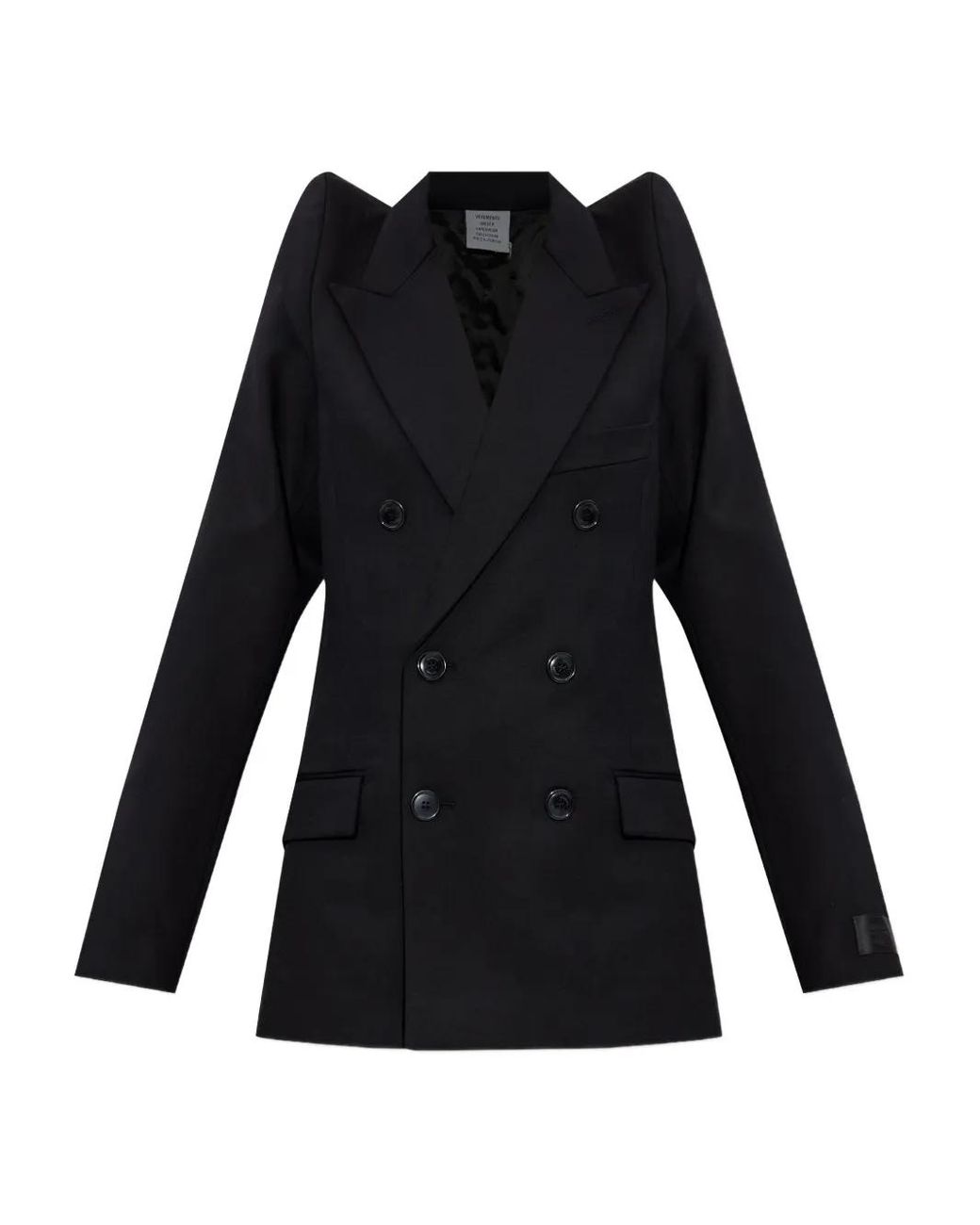 Vetements Black Padded-Shoulder Double-Breasted Jacket