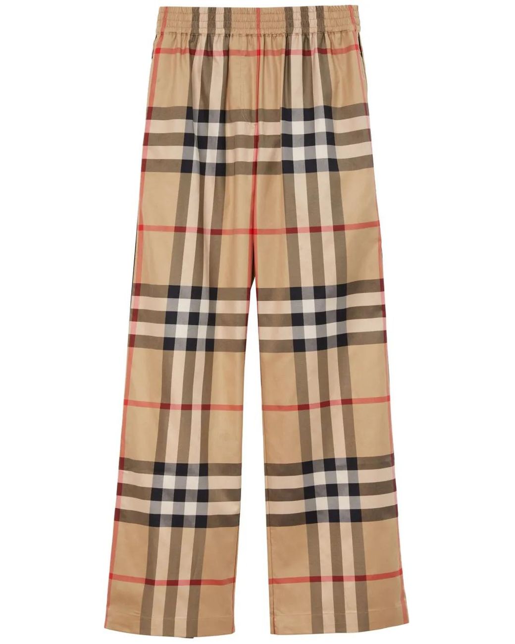Burberry Natural Check-Pattern Flared Cotton Trousers