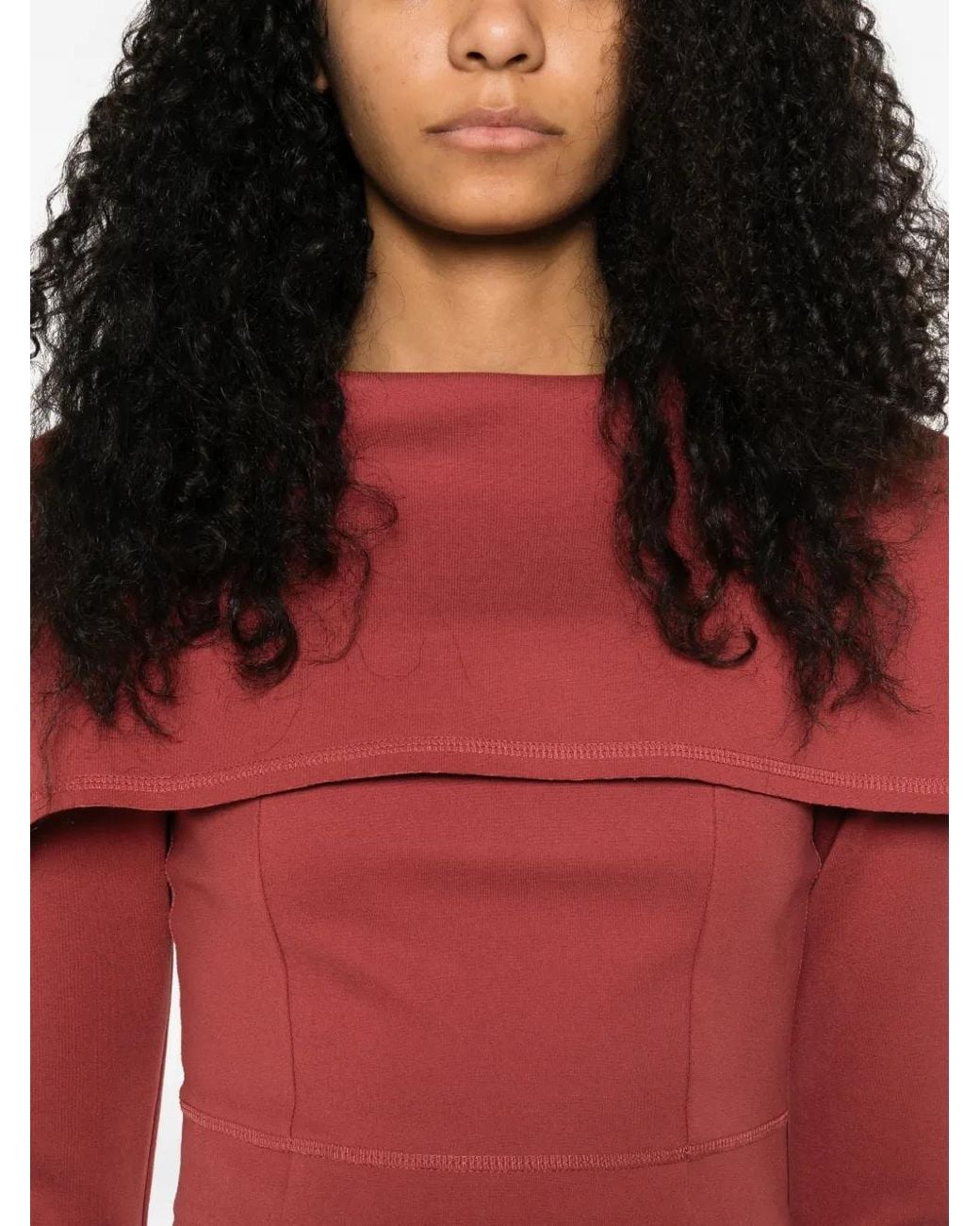A.M.G Red Seam-Detail Midi Dress