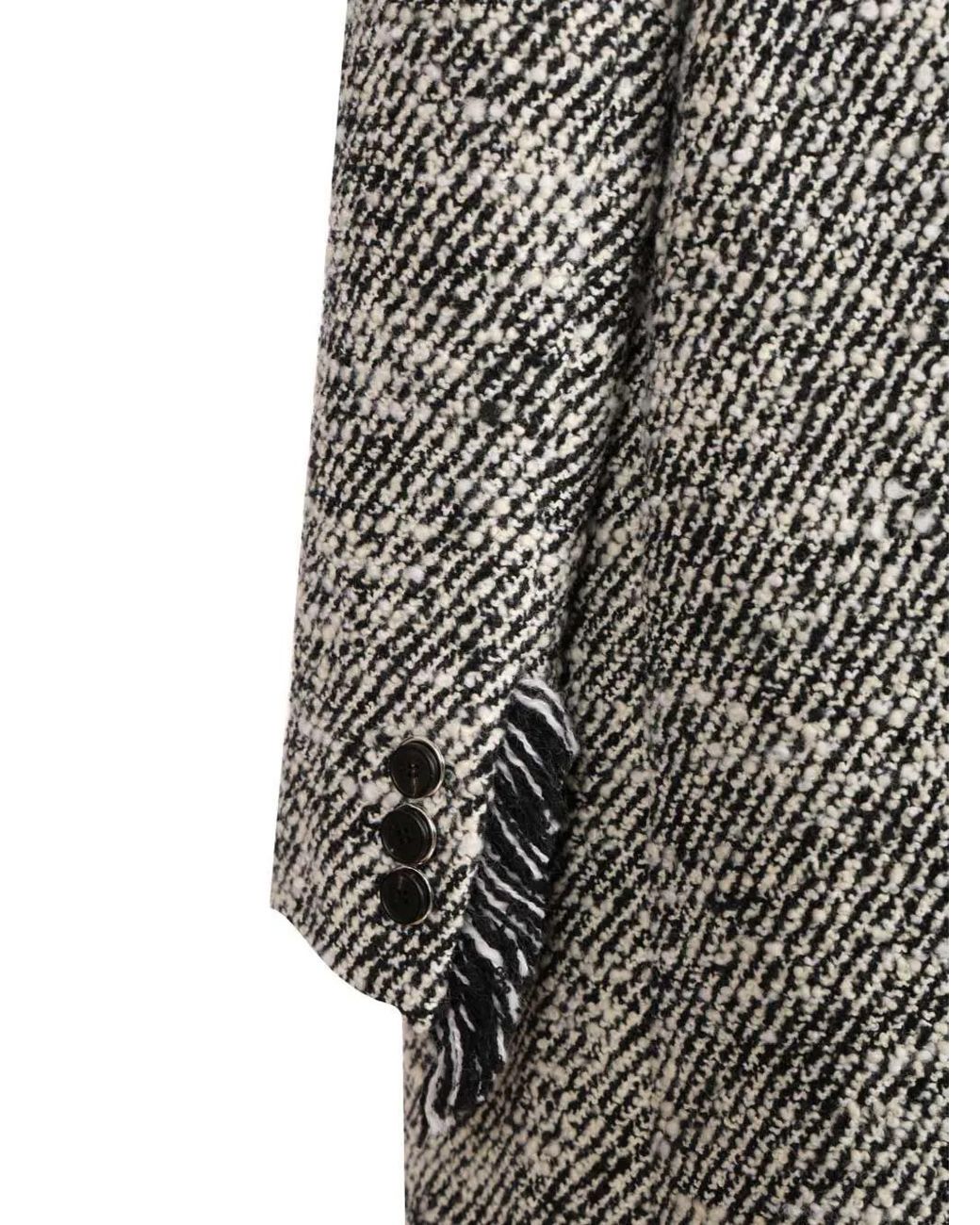 DURAZZI MILANO Gray Fringe-Detail Single-Breasted Coat