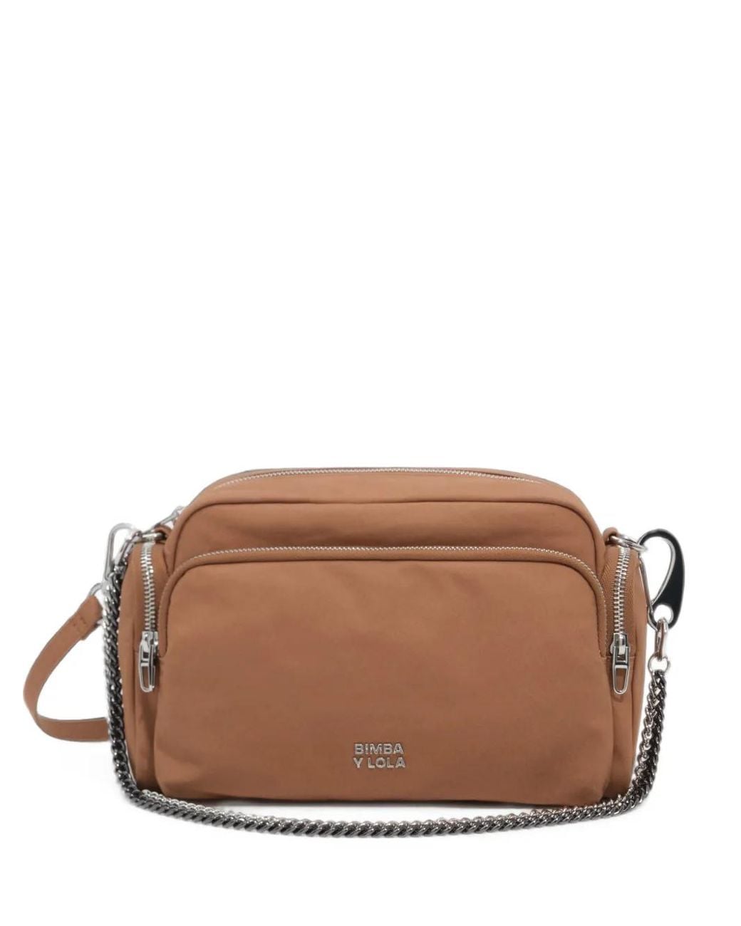 Bimba Y Lola Brown Grand Sac À Bandoulière À Poche En Coton Clair