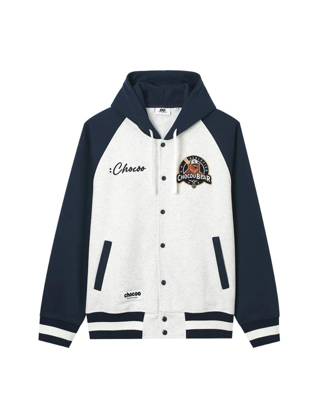 Chocoolate Blue Raglan-Sleeve Logo-Patch Hoodie for men