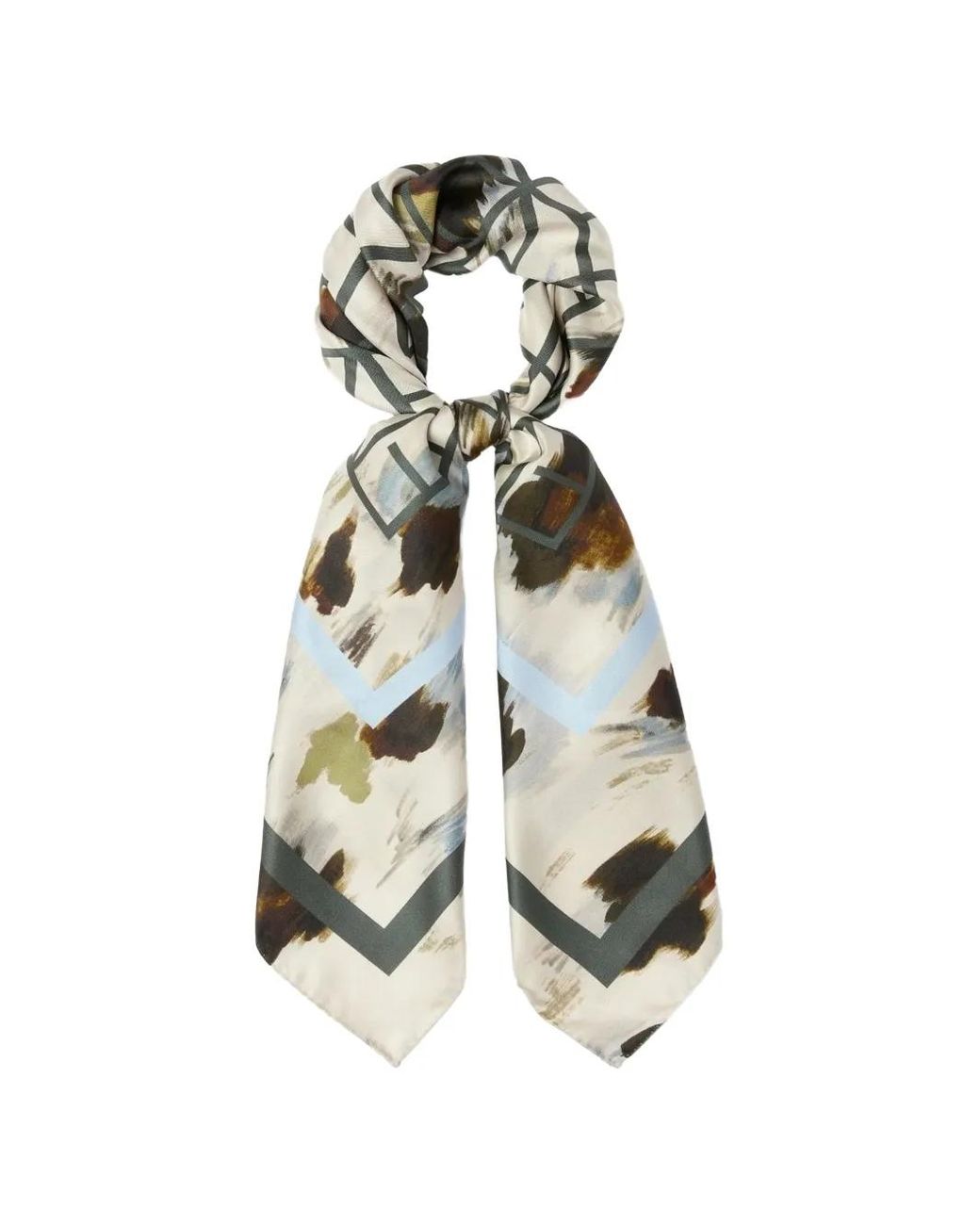 Emme White Abstract-Print Silk Scarf