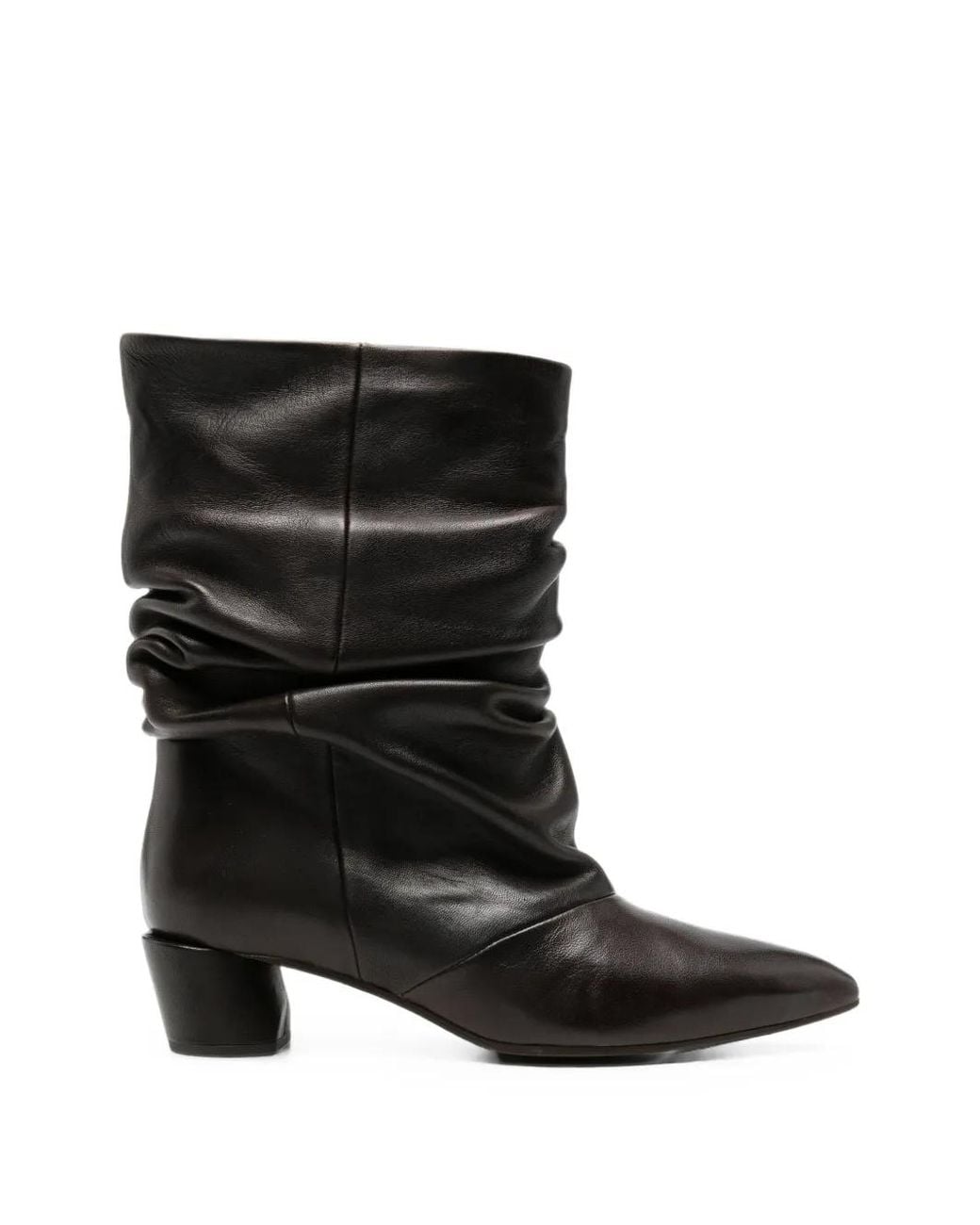 Liska Black Ruched Leather Boots