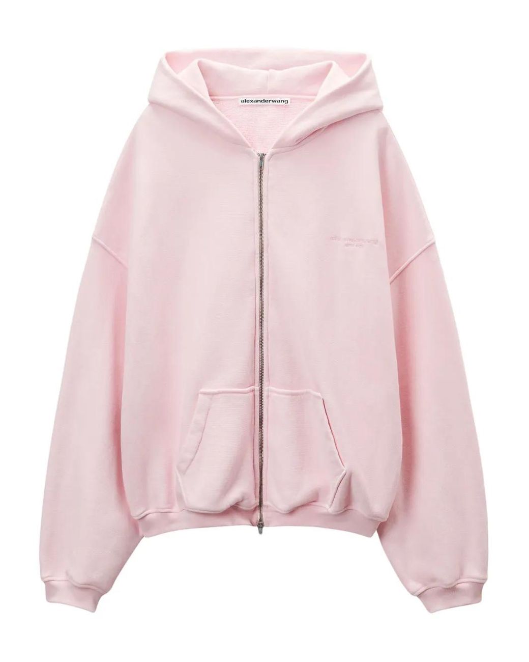 Alexander Wang Cotton Logo Zip-Up Hoodie in Pink | Lyst