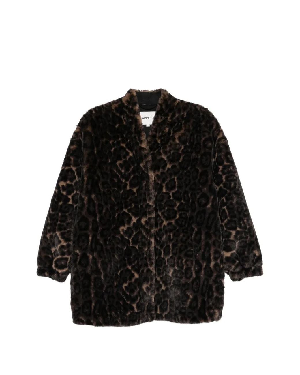 Apparis Black Jane Leopard-Print Coat