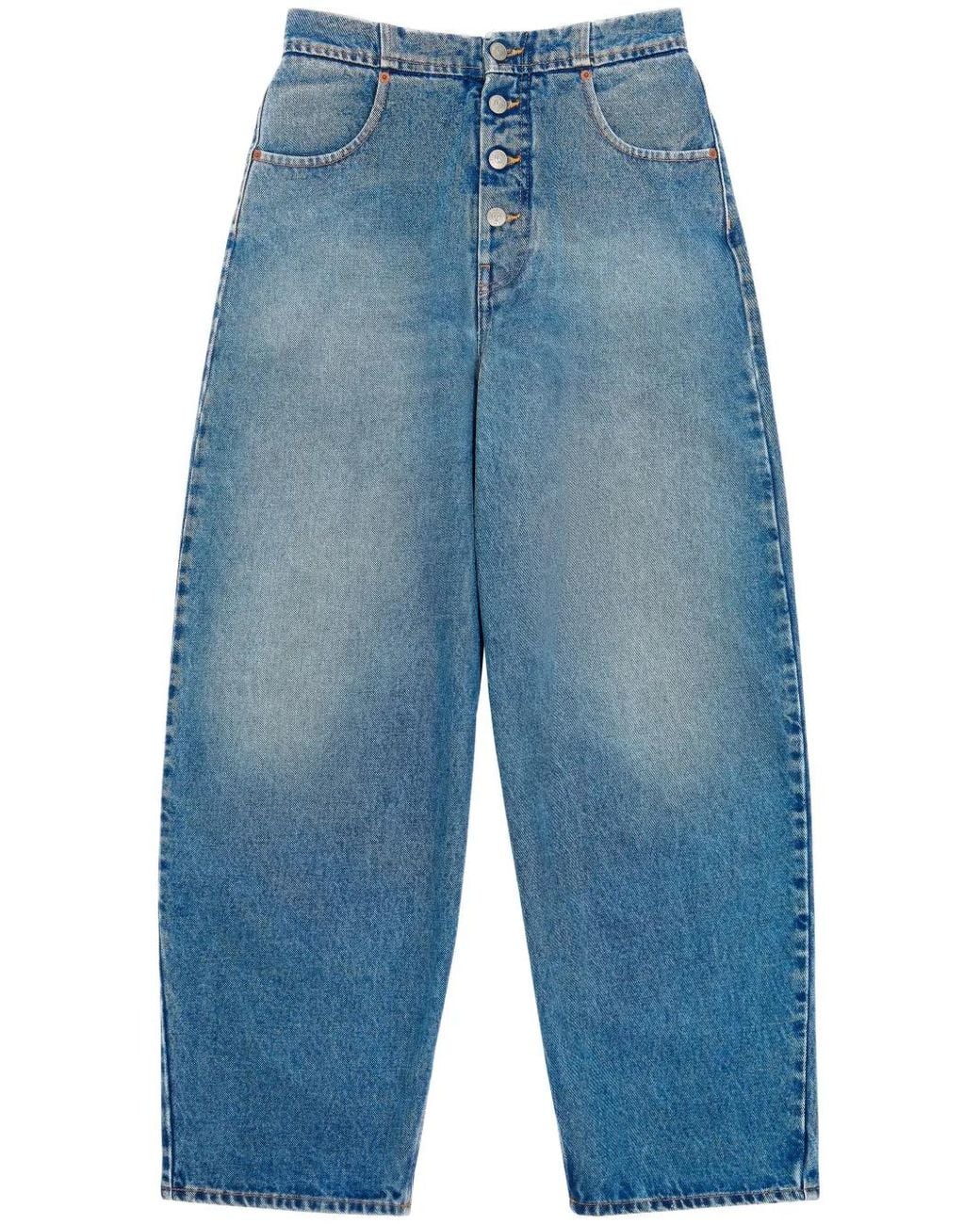 MM6 by Maison Margiela Blue Wide-Leg Cotton Jeans