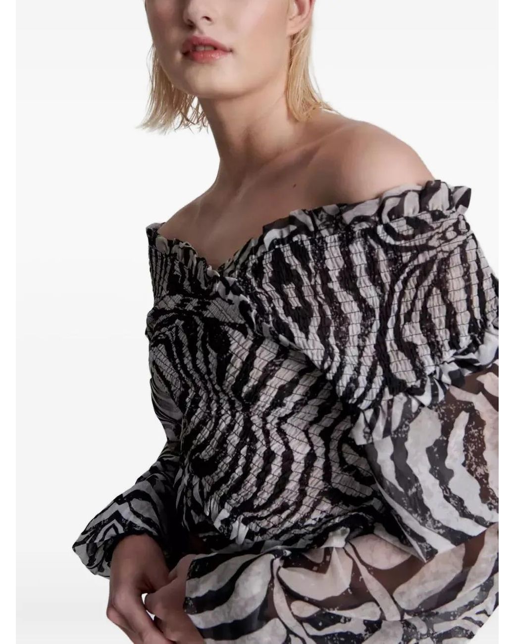 One Teaspoon Blouse Met Zebraprint in het Gray