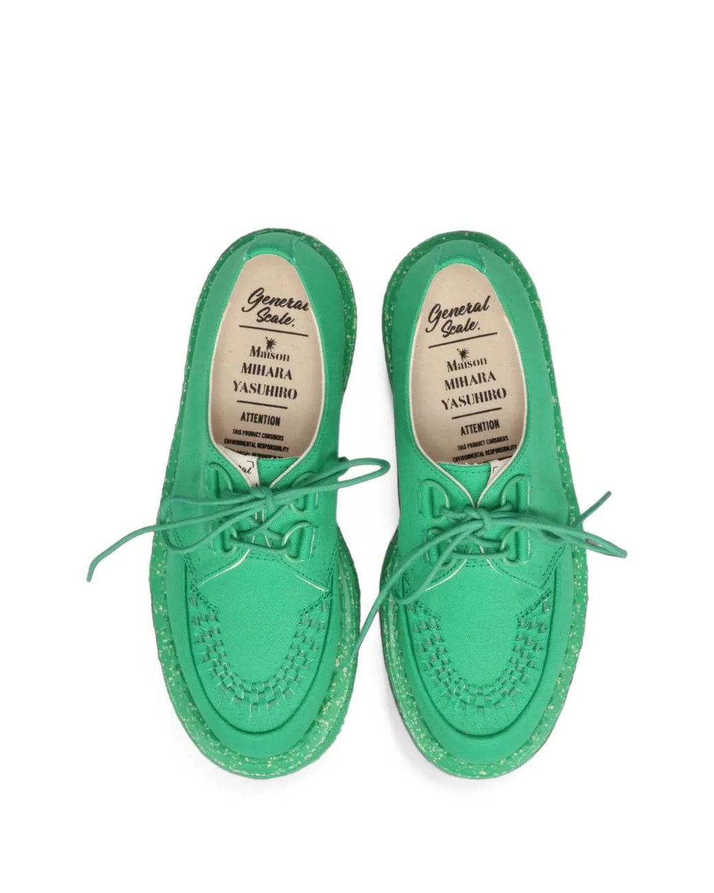 Maison Mihara Yasuhiro Green "David"Suede Inter Lace Shoes for men