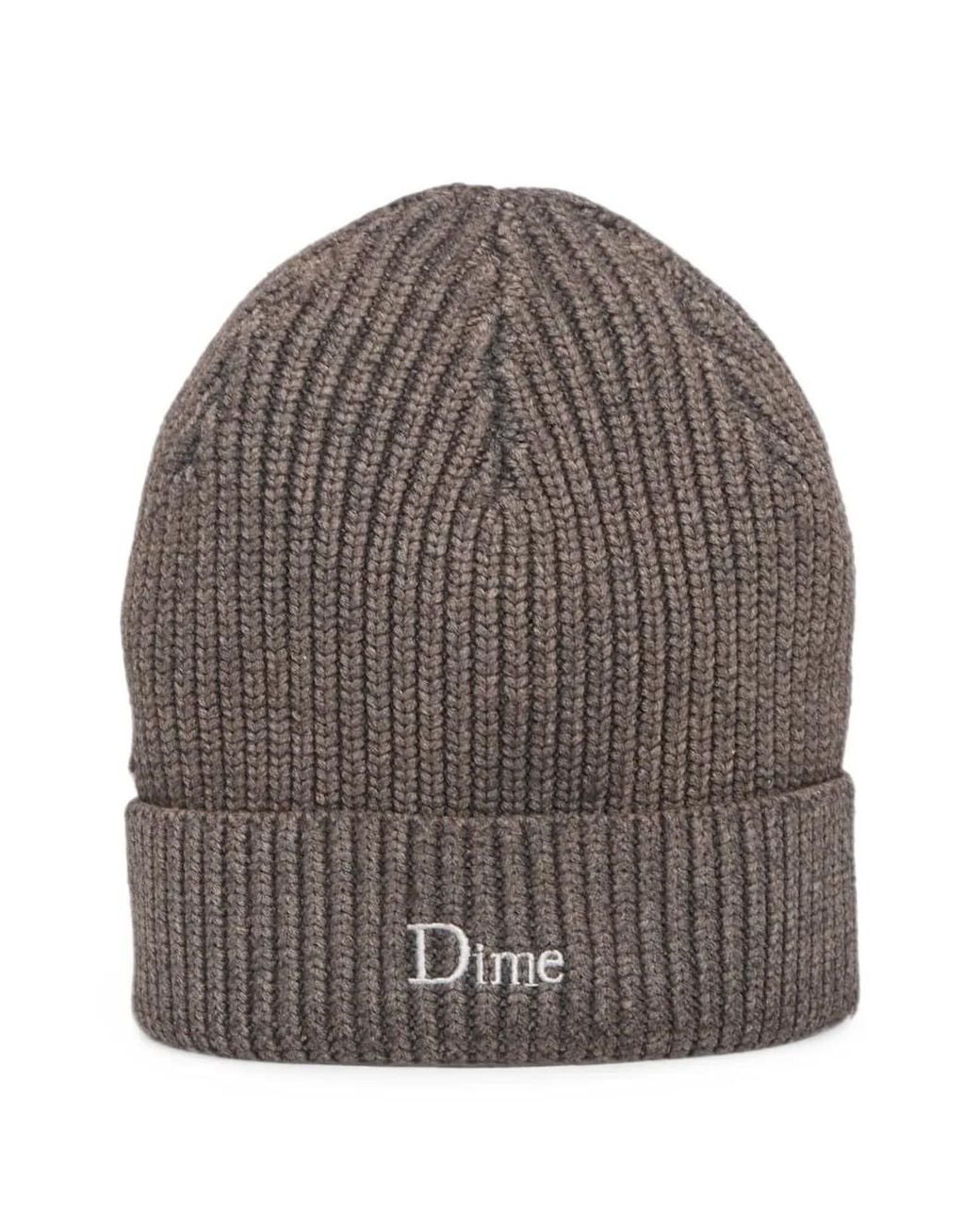 Dime Gray Ribbed-Knit Beanie Hat