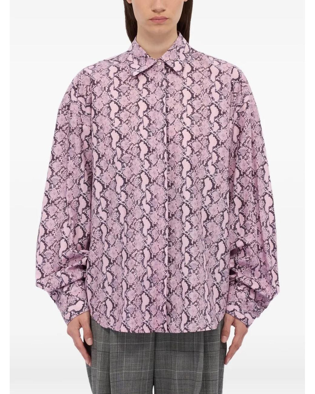 Camicia Con Stampa di MSGM in Purple