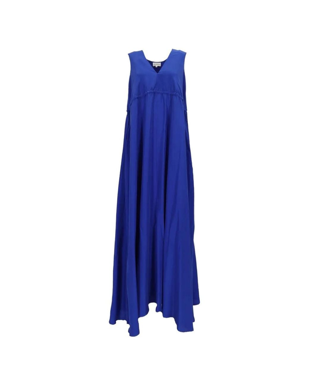 P.A.R.O.S.H. Blue V-Neck Silk Maxi Dress