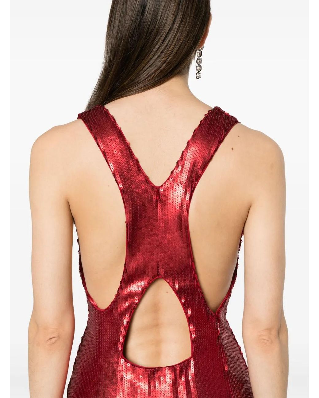 Genny Red Sequinned Mermaid Long Dress