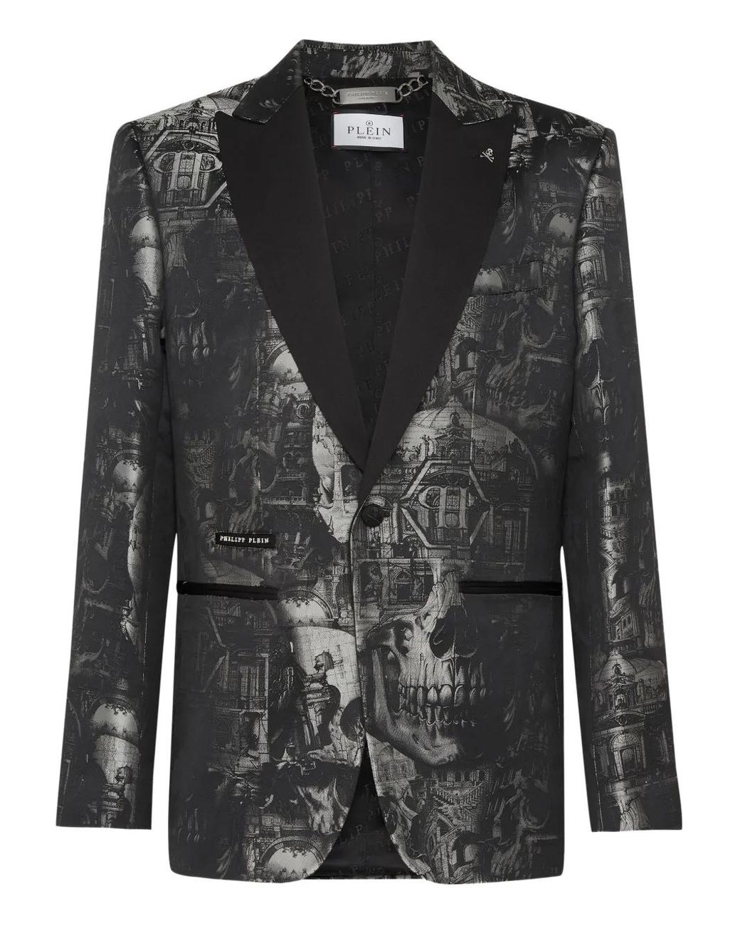 Philipp Plein Black Jacquard Blazer Lord Fit Skull for men