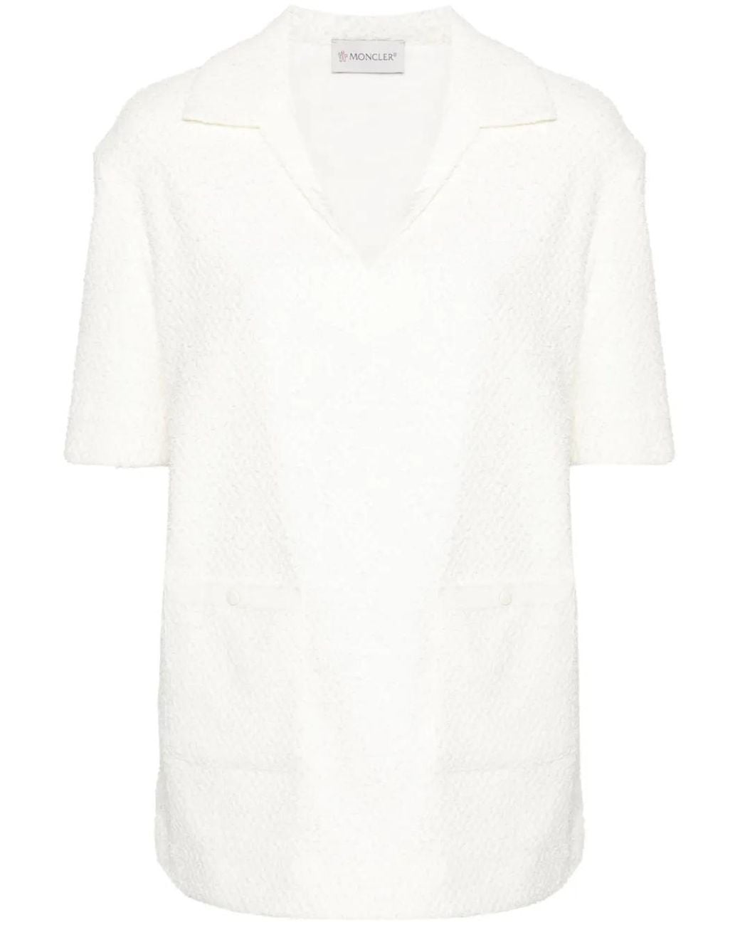 Moncler White Logo-Appliqué Textured Top