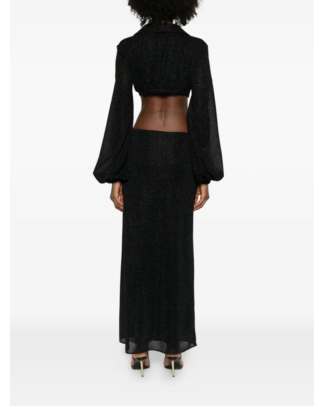 Oseree Black Lumiã¨Re Long Dress With Cut-Out