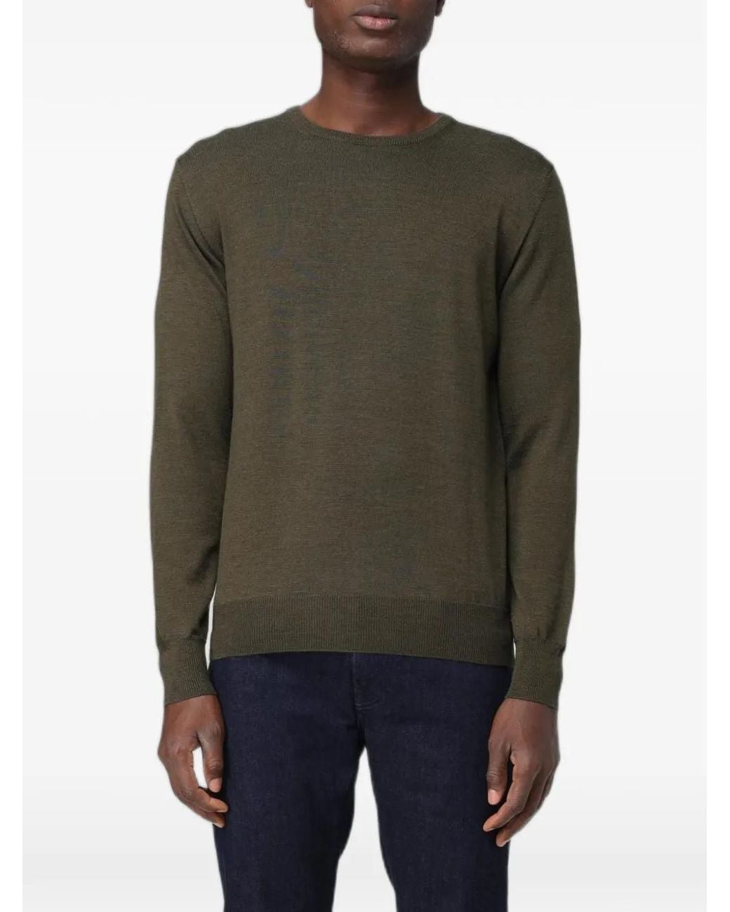 XC Green Merino-Wool Crew-Neck Sweater for men