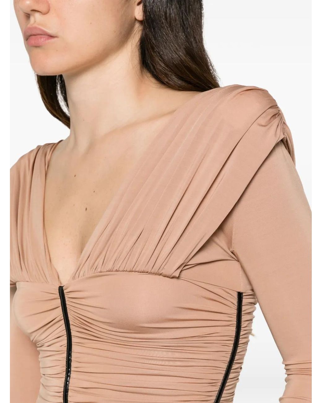 Elisabetta Franchi Black Ruched Long-Sleeve Blouse