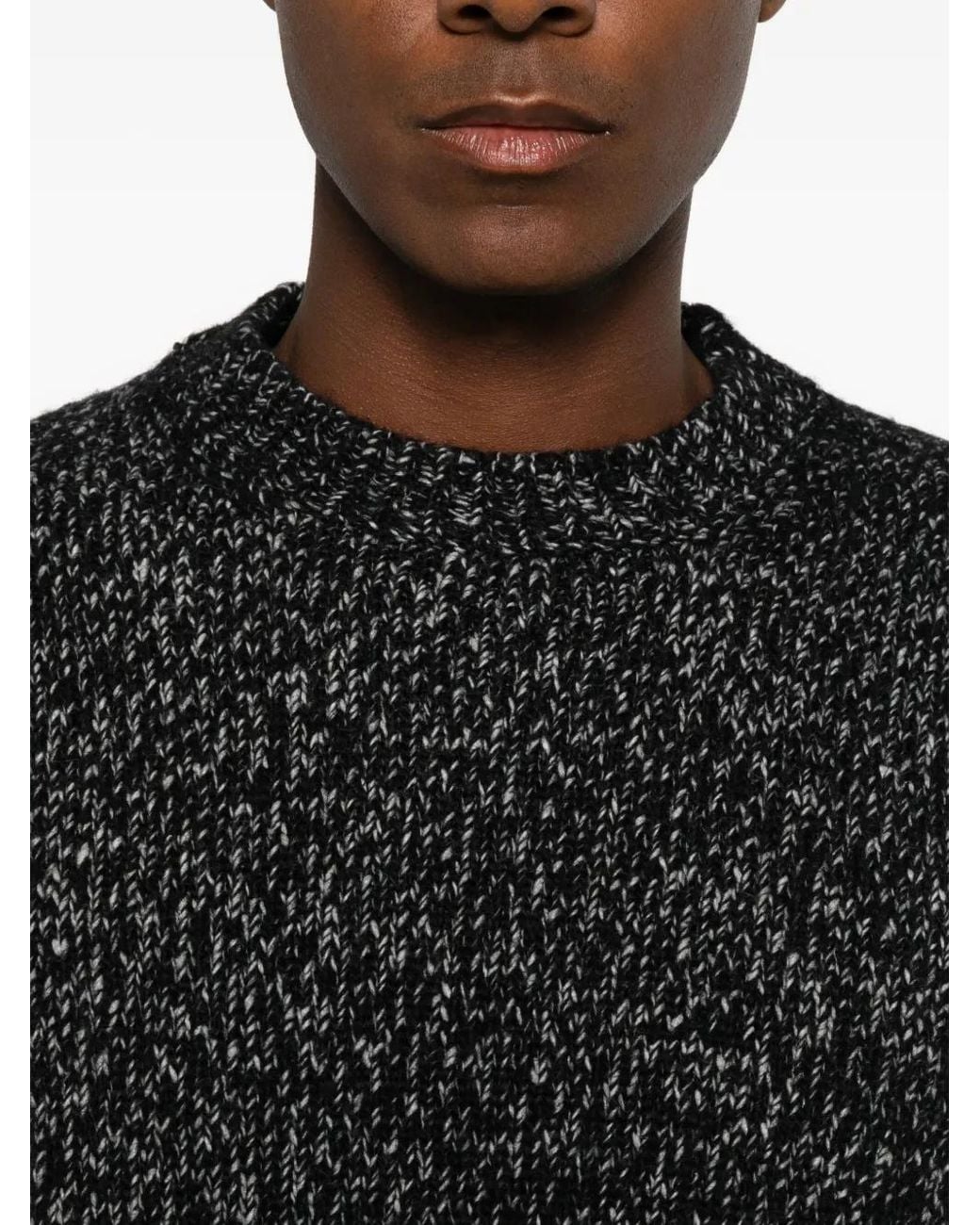 Hōsio Black Marl-Knit Crew-Neck Sweater for men