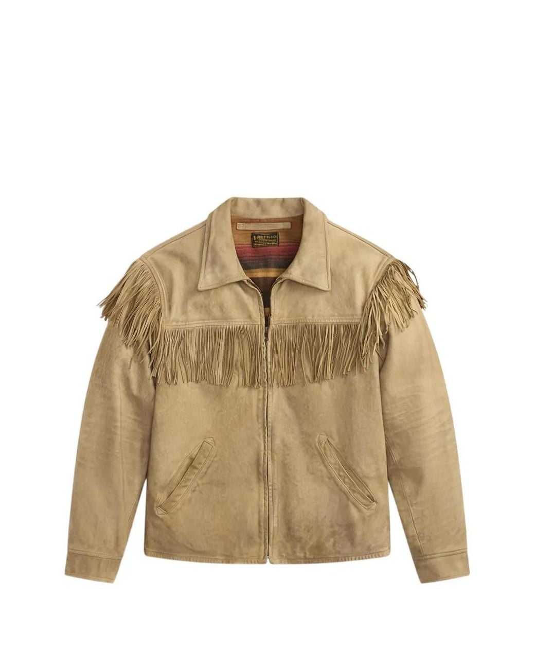 RRL Natural Fringe-Trimmed Goat-Suede Jacket for men