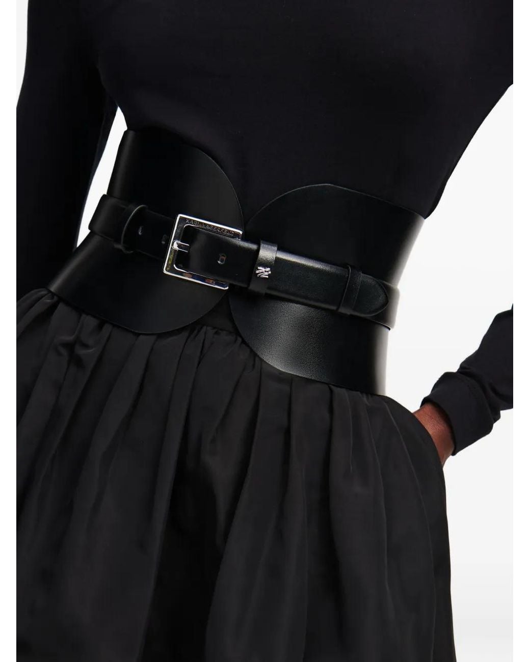 Karl Lagerfeld Black Essential Multifunction Leather Belt