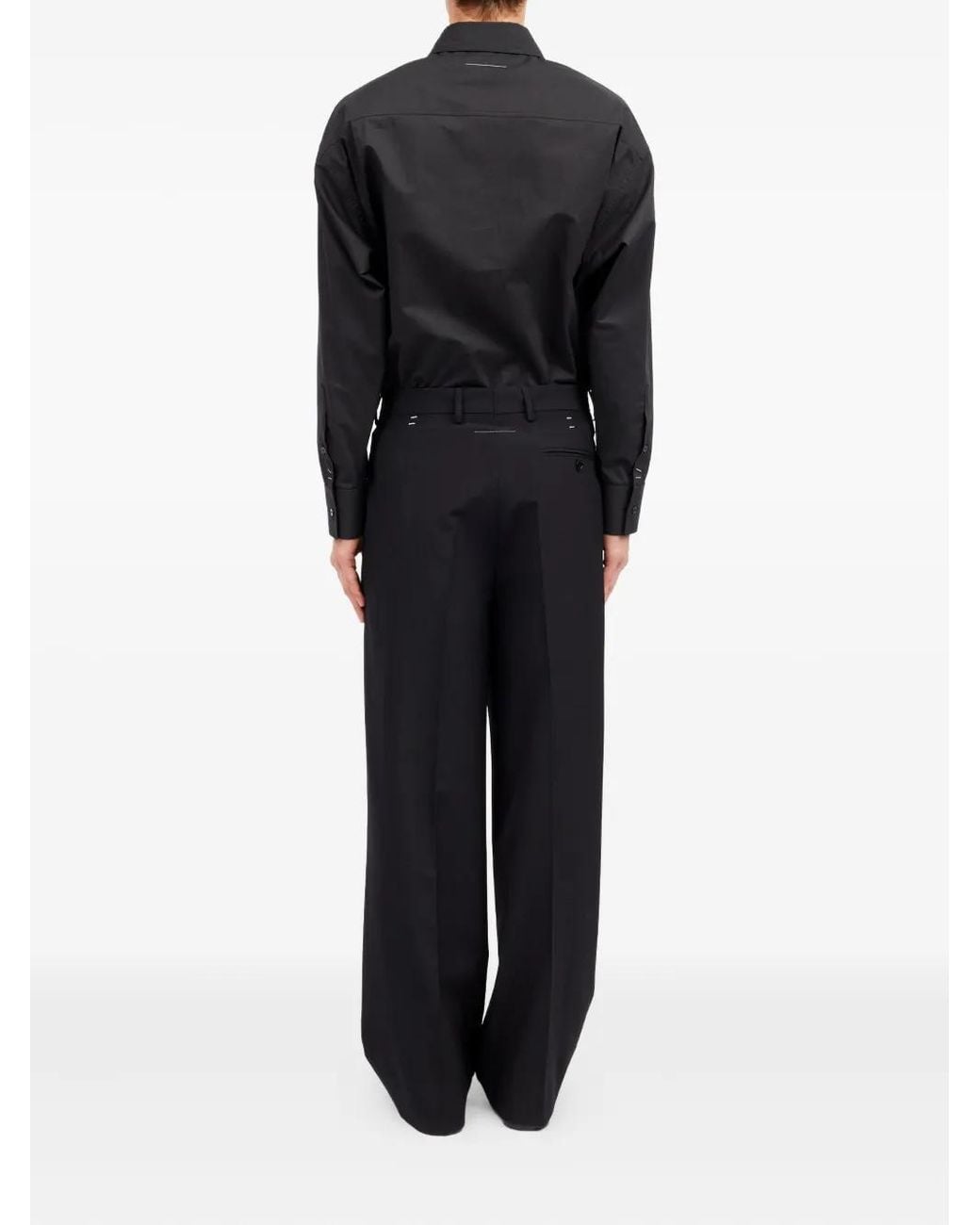 MM6 by Maison Margiela Black Wide-Leg Pleat Trousers for men