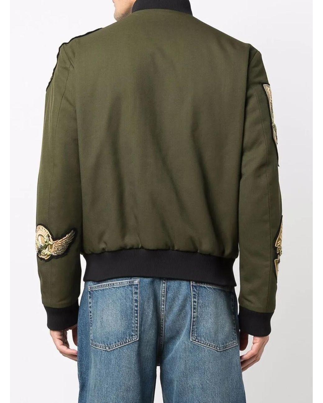 Balmain Green Multi-Badge Pilot Jacket for men