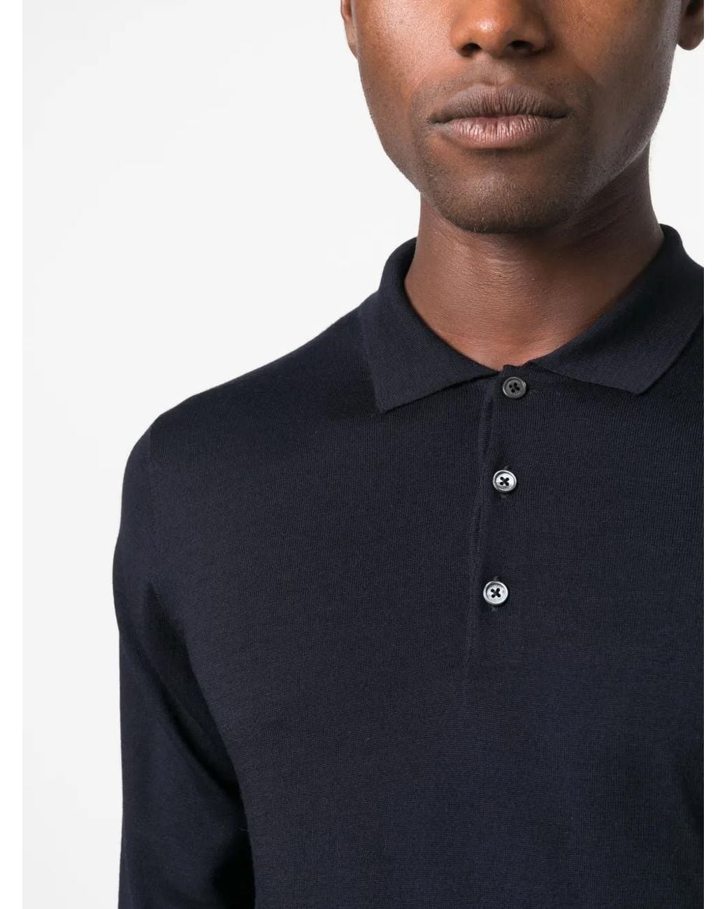 Corneliani Blue 120's Virgin Wool Polo Shirt for men