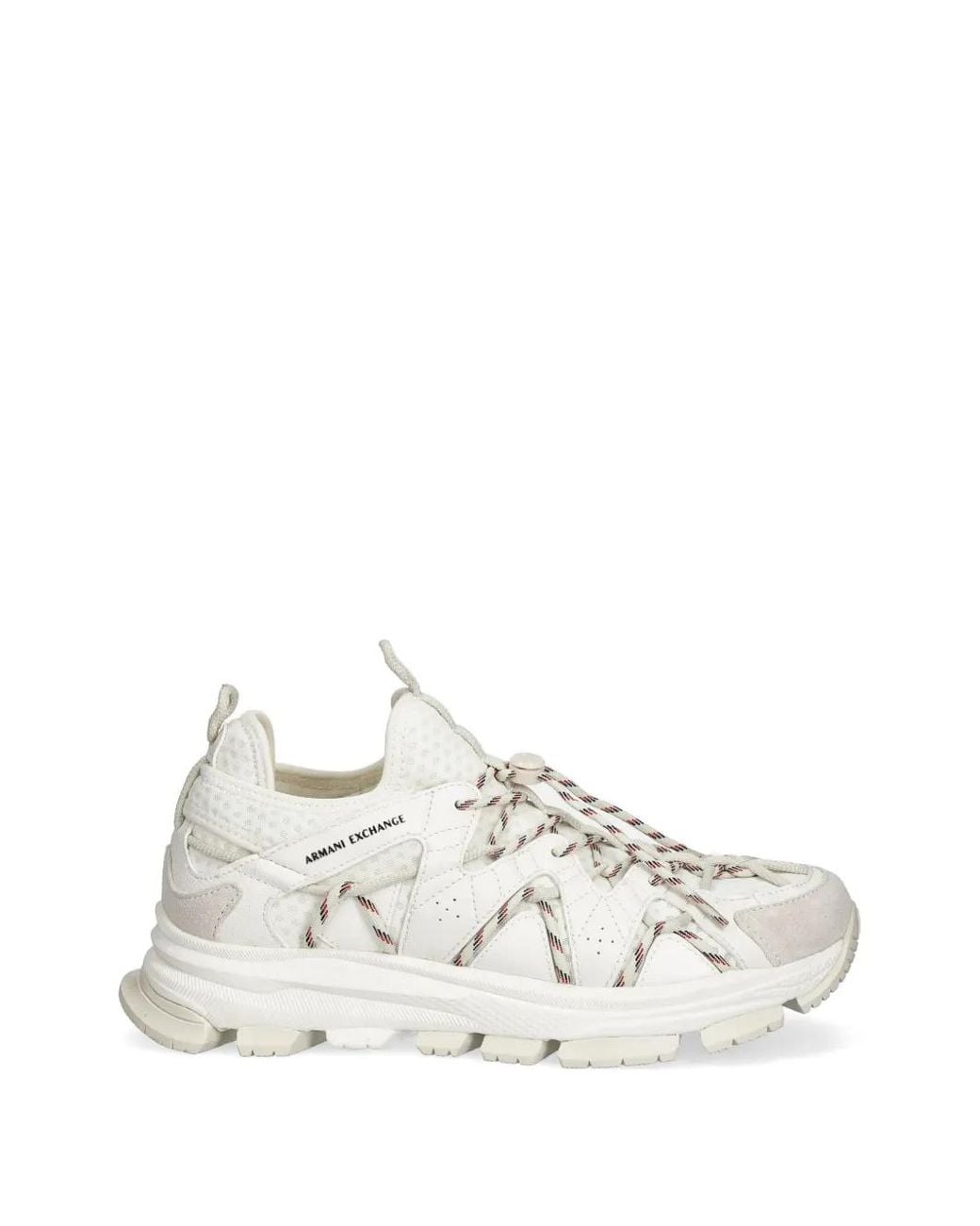 ARMANI EXCHANGE White Lace-Up Panelled Sneakers for men