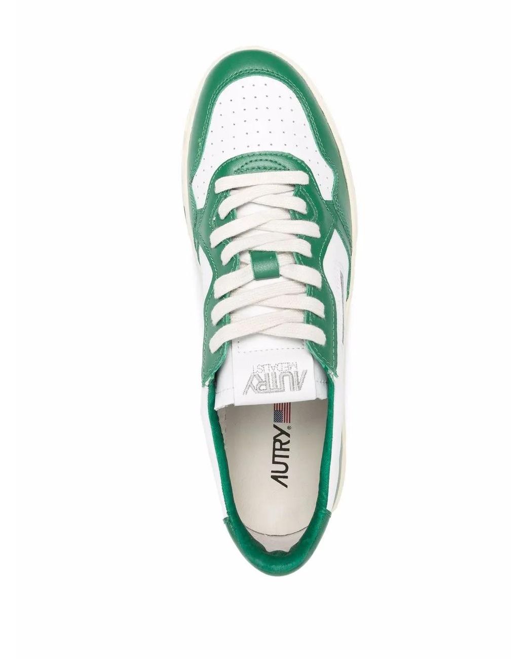 Autry Green Medalist Low & Bicolour Leather Trainers , Leather for men