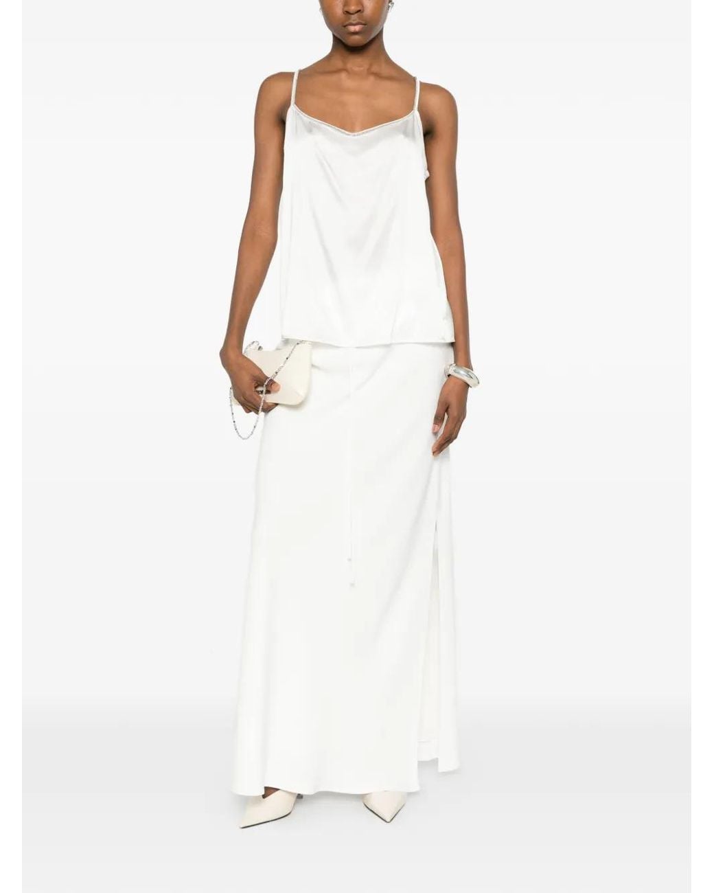 Panicale White Beaded-Strap Top