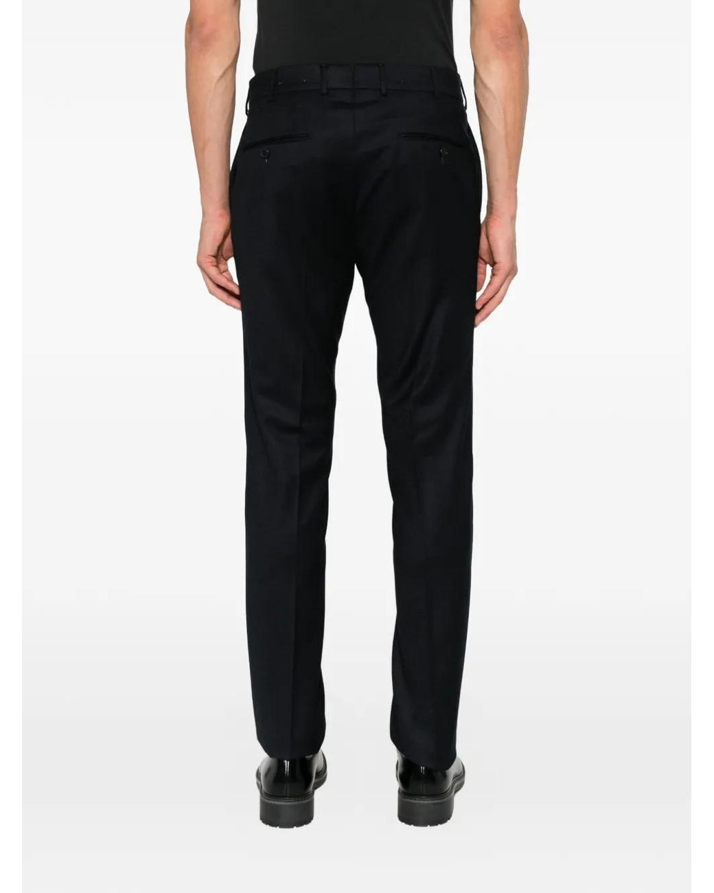 Incotex Black Pressed-Crease Straight-Leg Trousers for men